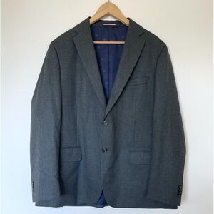 Tommy Hilfiger Mens Single Breasted Blazer Size 44R Gray Corpcore Office Career